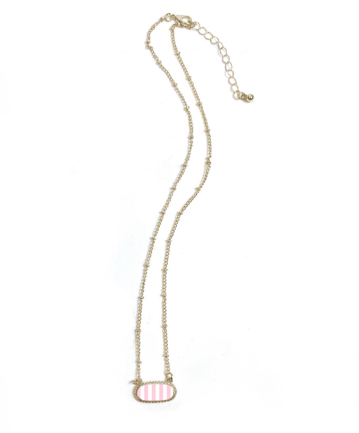 Pink Striped & Gold Necklace