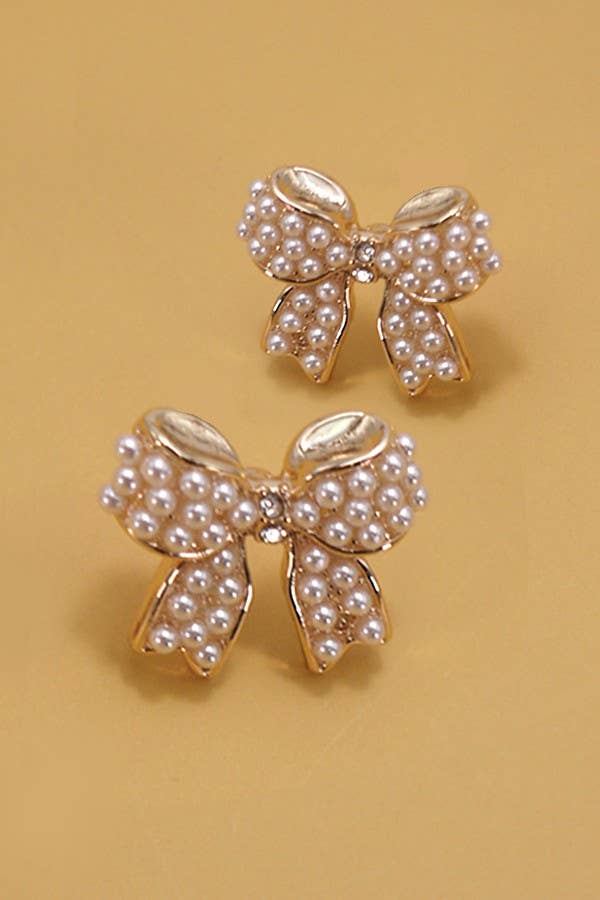 Mini Pearl & Bow Earrings