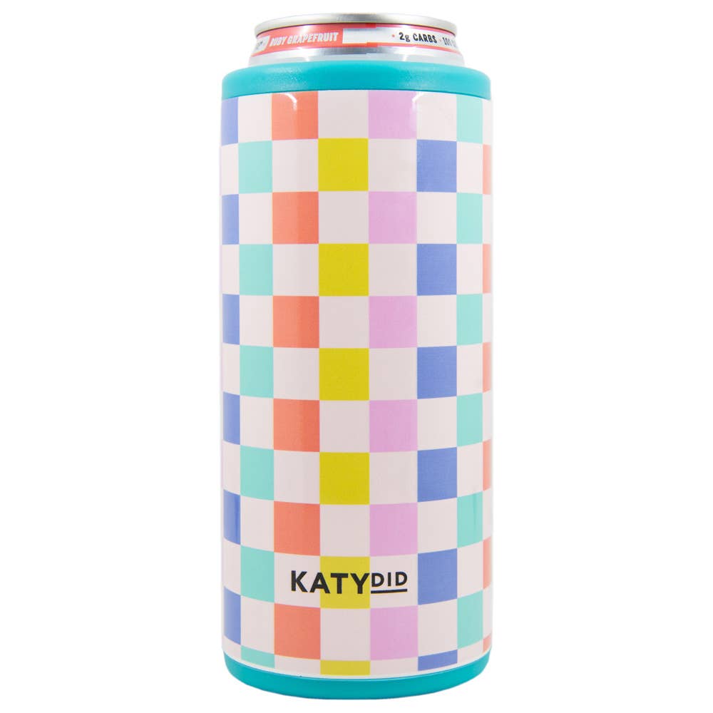 Multi-Colored Checkered Can Cooler