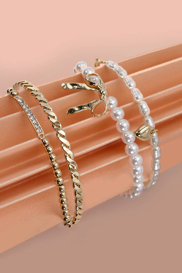 Bow & Pearl Bracelet Set