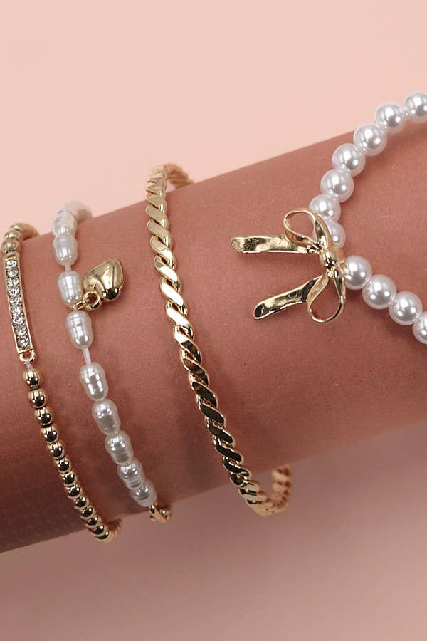 Bow & Pearl Bracelet Set
