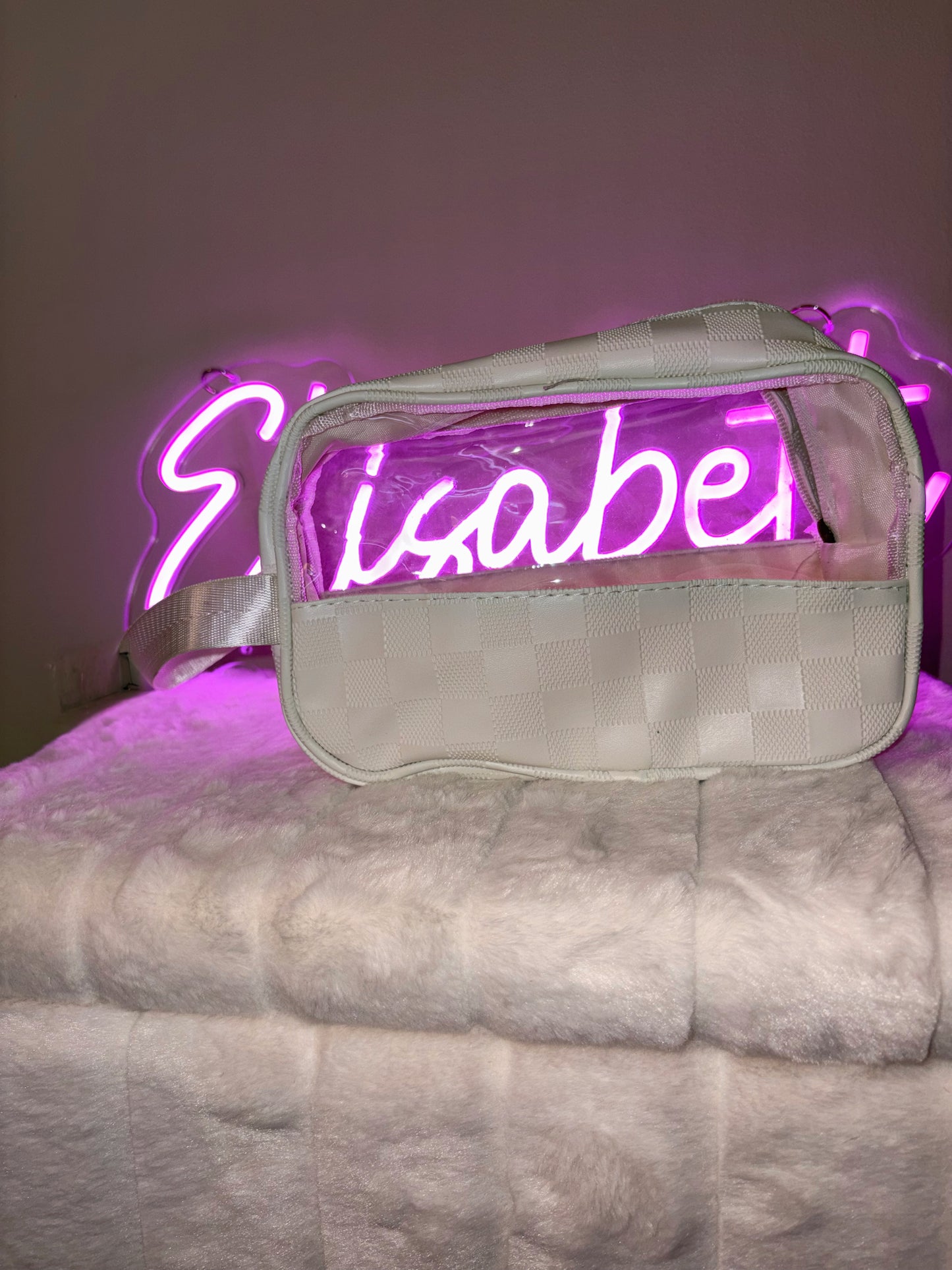 Checkered Cosmetic Bag