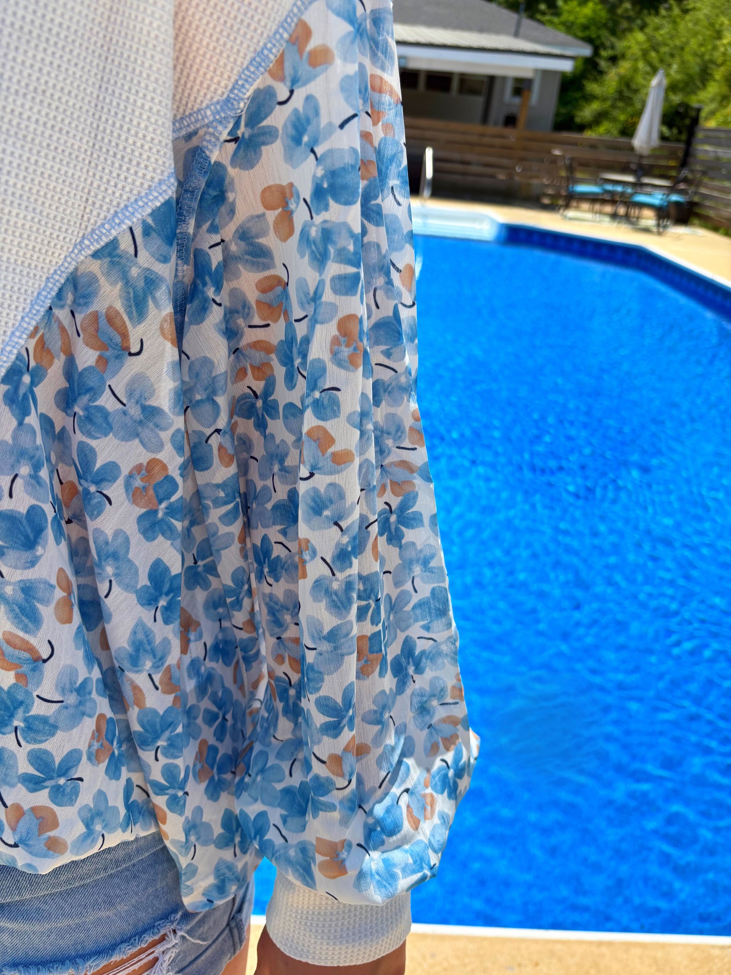Sky Frost Floral Blouse
