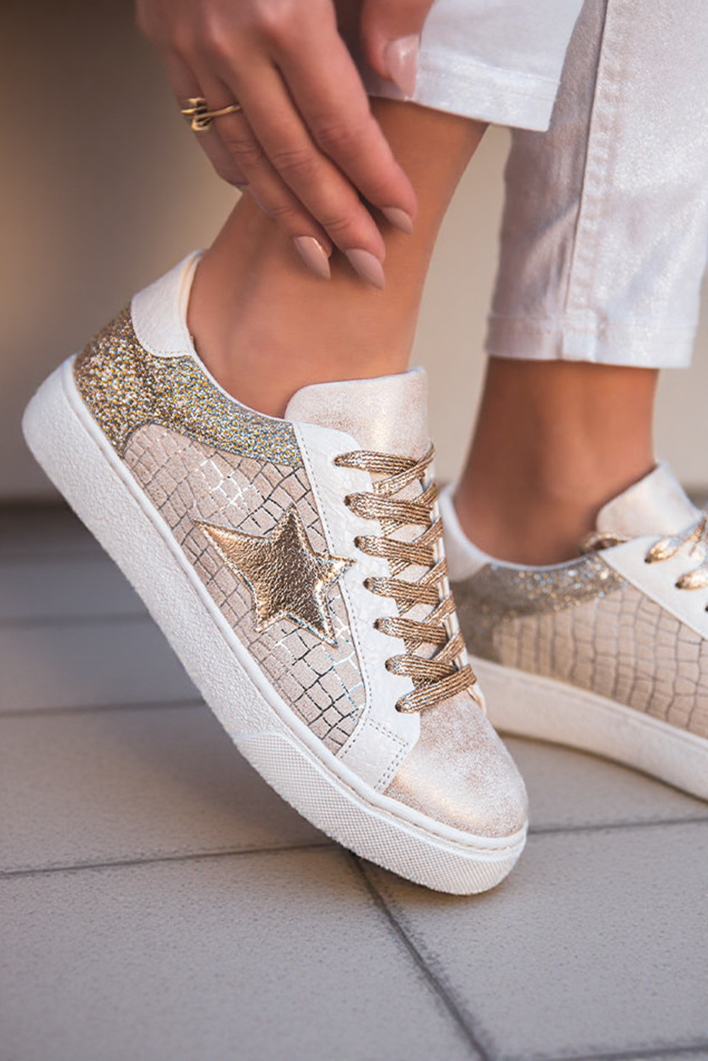 Golden Glimmer Sneakers