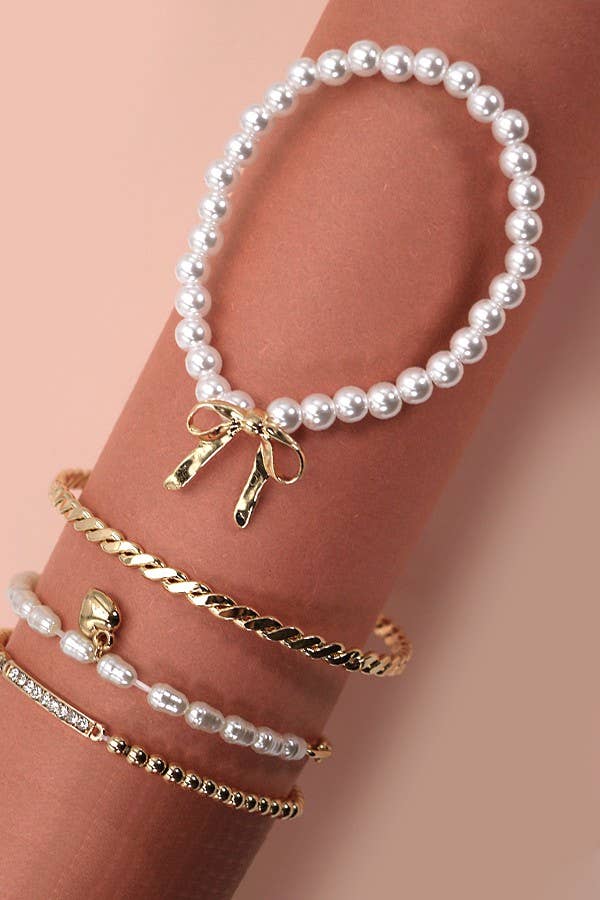 Bow & Pearl Bracelet Set
