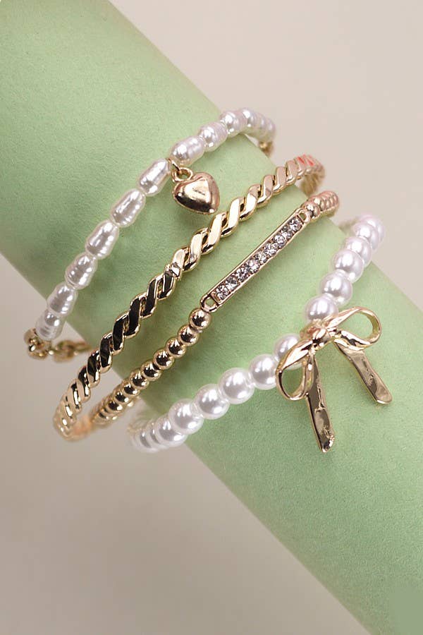 Bow & Pearl Bracelet Set