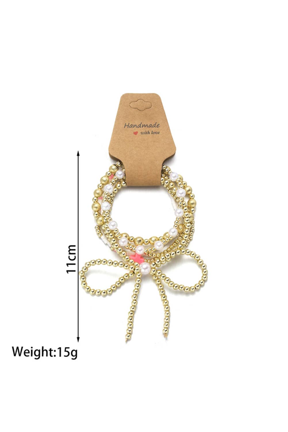 Pearls & Pink Bows Bracelet Set
