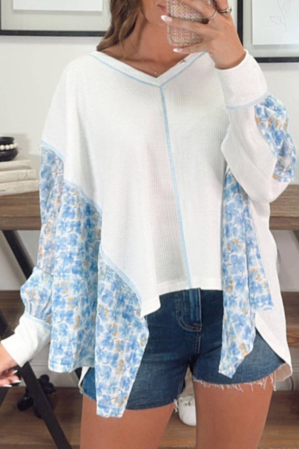 Sky Frost Floral Blouse