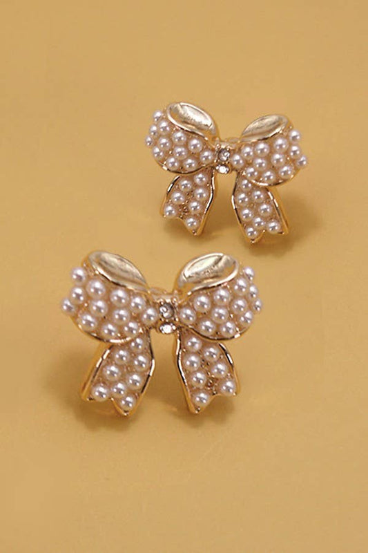 Mini Pearl & Bow Earrings