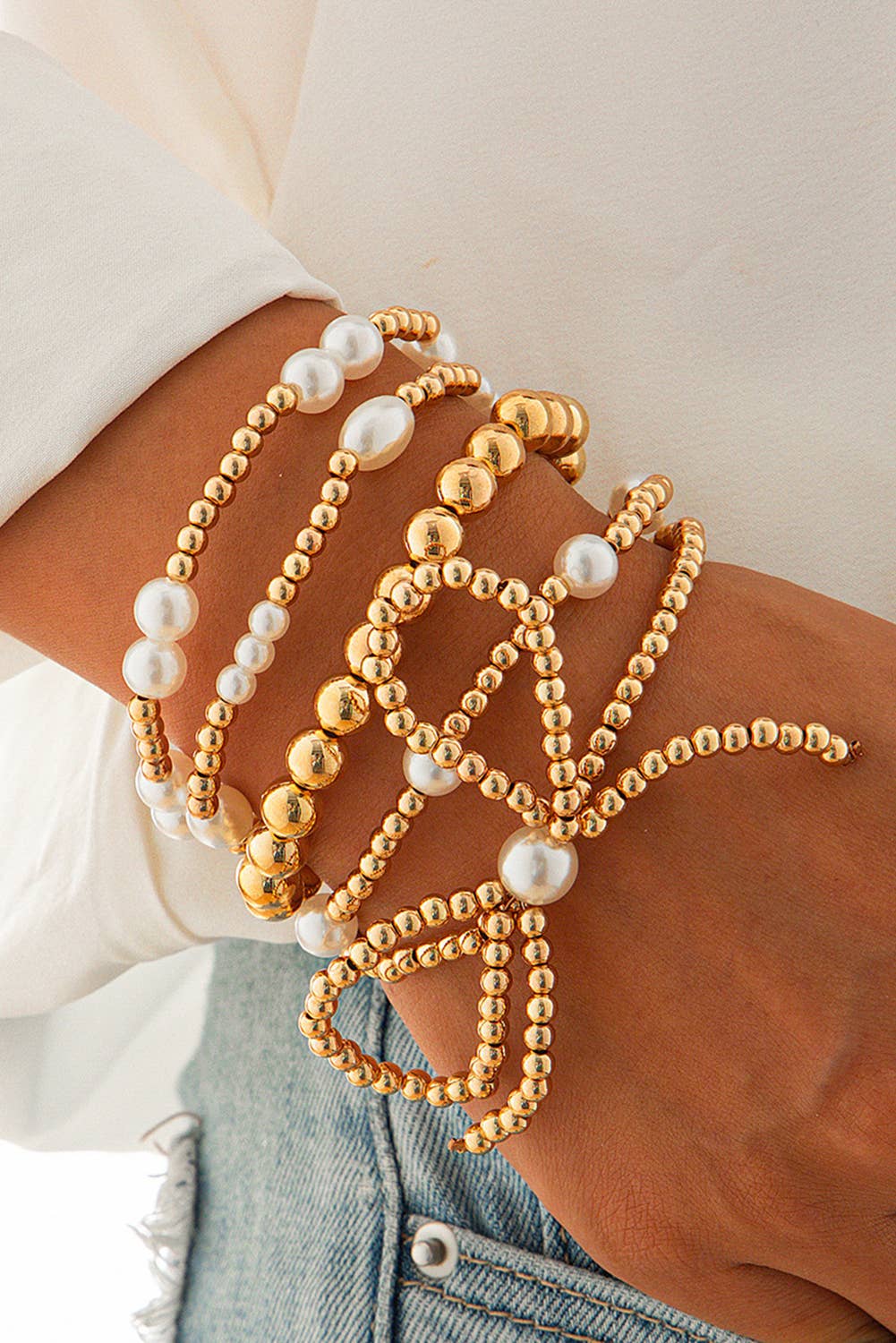 Sweetheart Pearl Bow Bracelet Set