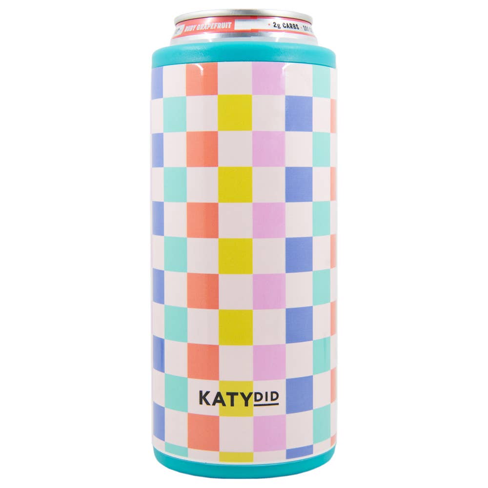 Multi-Colored Checkered Can Cooler