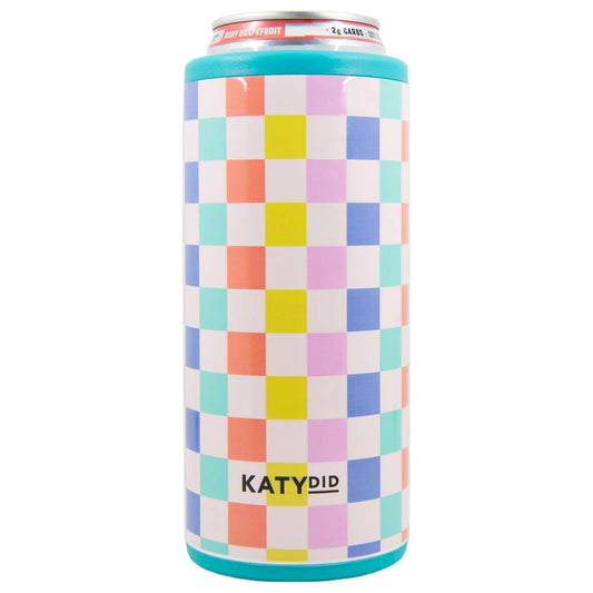 Multi-Colored Checkered Can Cooler