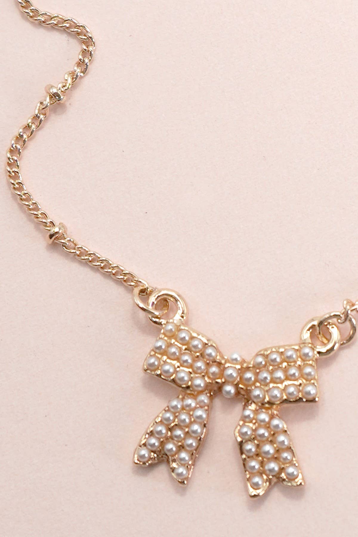 Mini Pearl & Bow Necklace