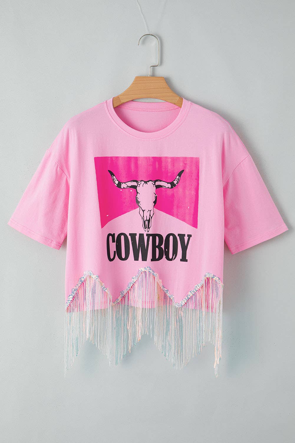 Pink Cowboy Sequin Crop