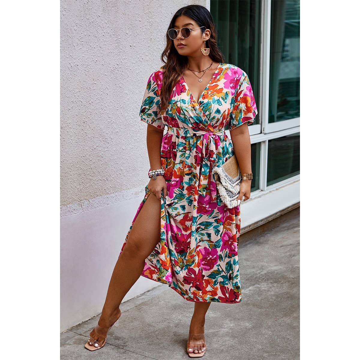 Plus Size Floral Midi Dress