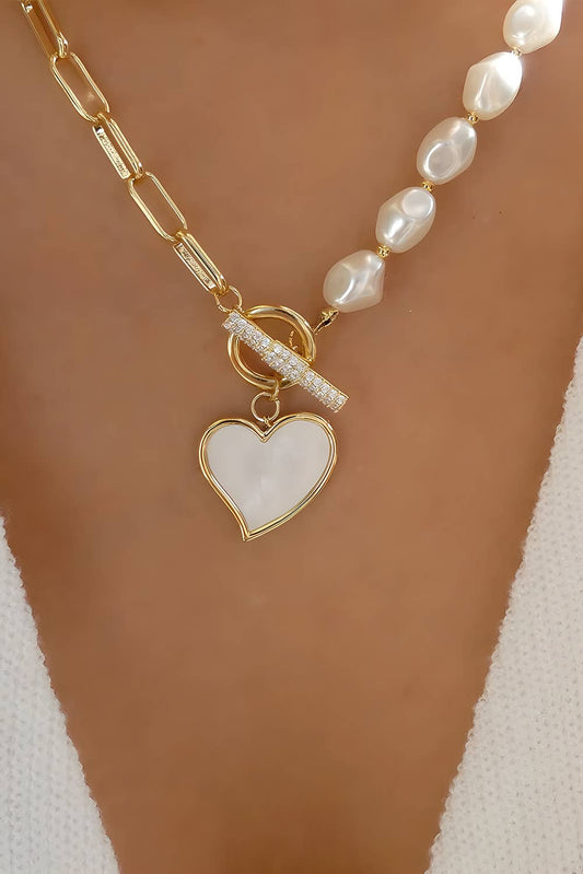 Heart Chain & Pearl Necklace