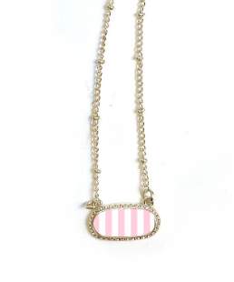 Pink Striped & Gold Necklace