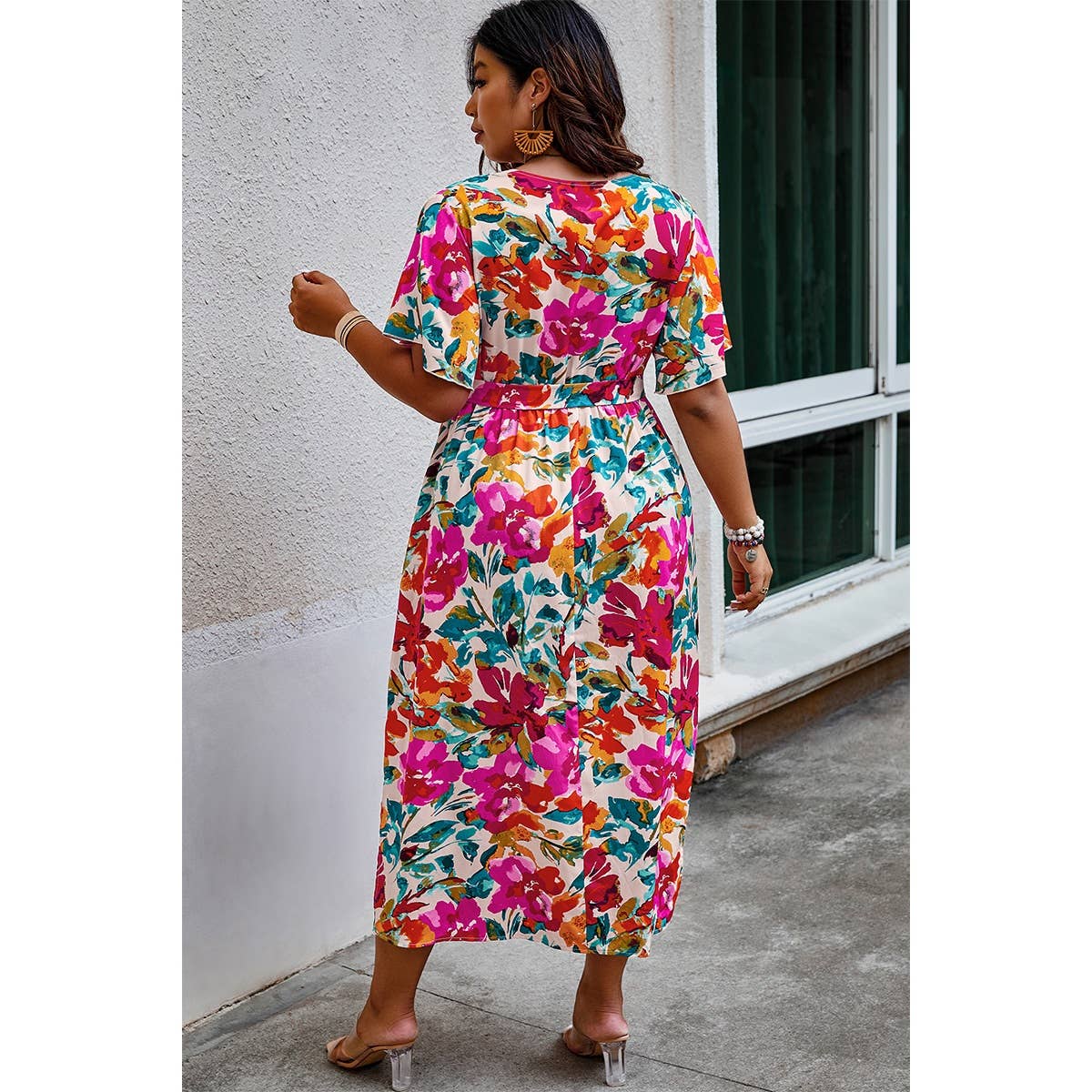 Plus Size Floral Midi Dress