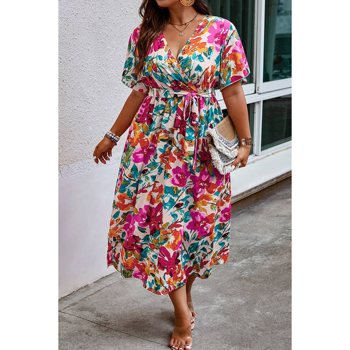 Plus Size Floral Midi Dress