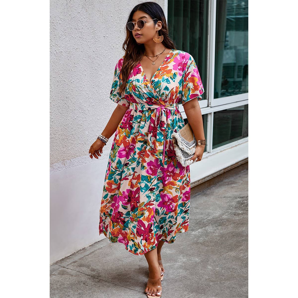 Plus Size Floral Midi Dress