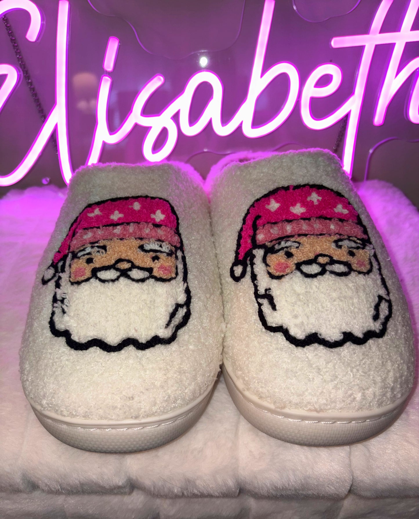 Pink Santa Slippers