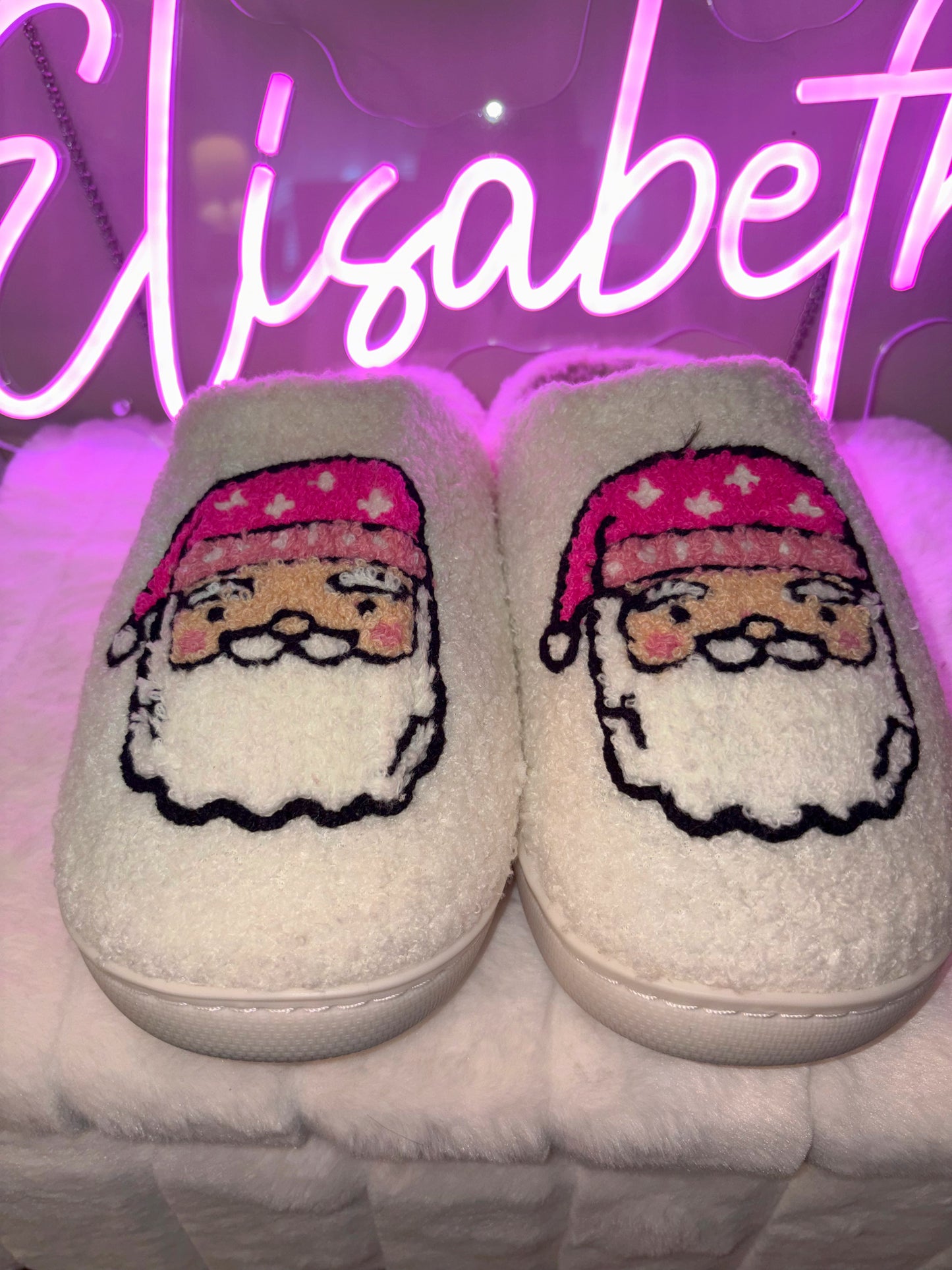 Pink Santa Slippers