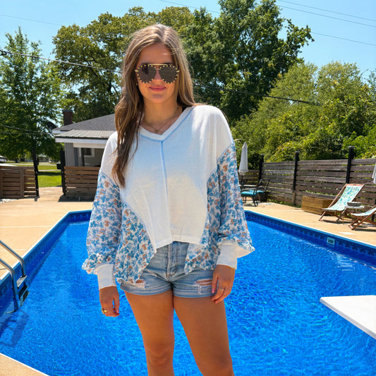 Sky Frost Floral Blouse