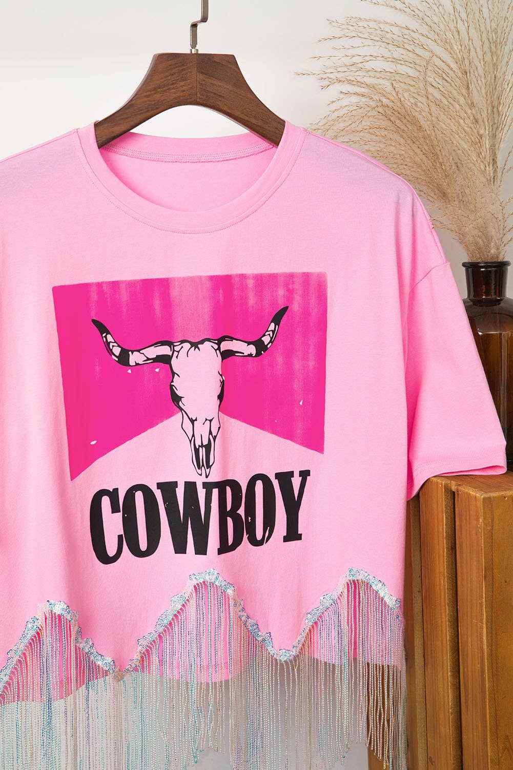 Pink Cowboy Sequin Crop