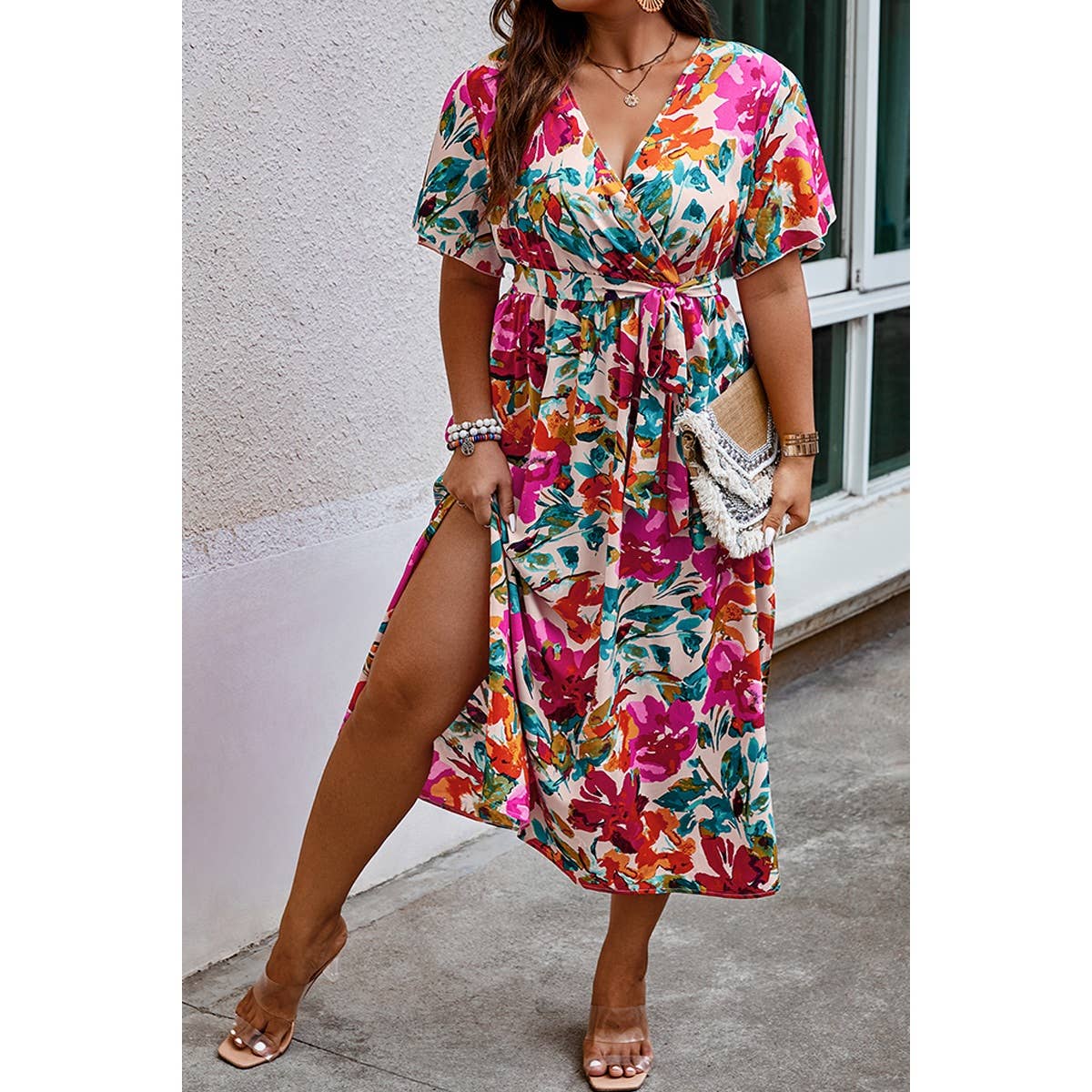 Plus Size Floral Midi Dress