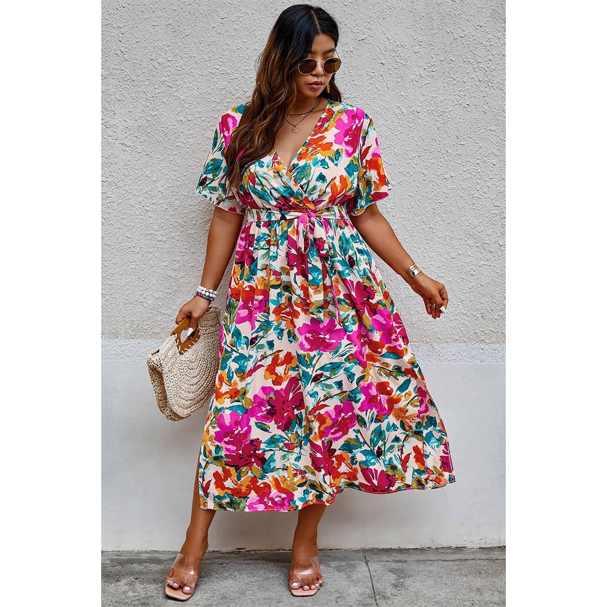 Plus Size Floral Midi Dress