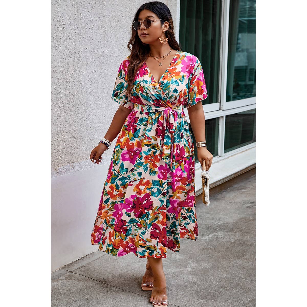 Plus Size Floral Midi Dress