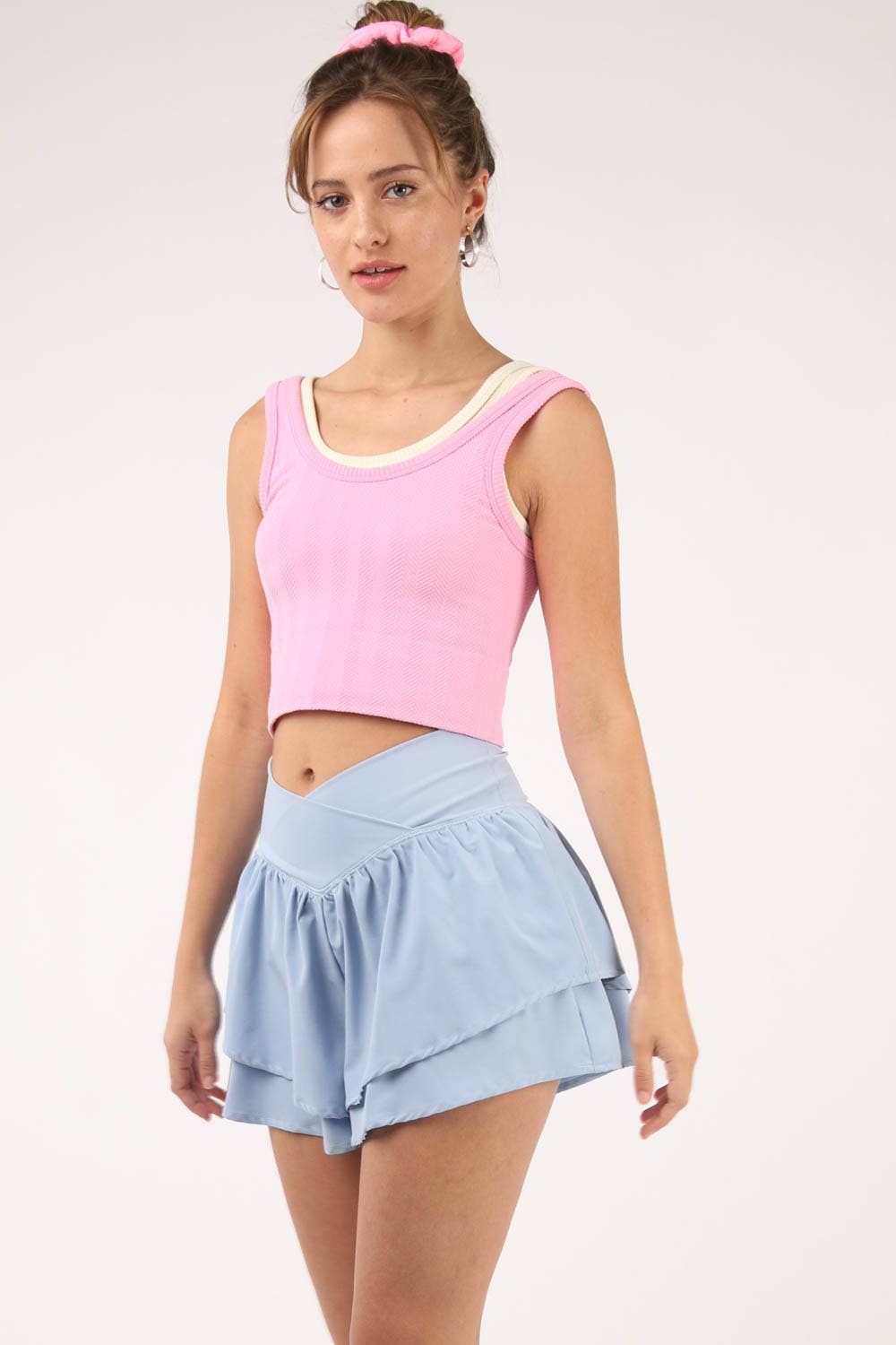 Ruffle Crossover Athleisure Shorts